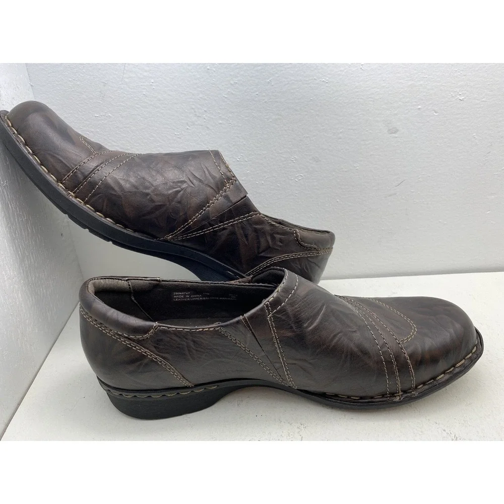 Clarks Bendables Loafers Brown Embossed Leather Flats Womens 10 M 26068747